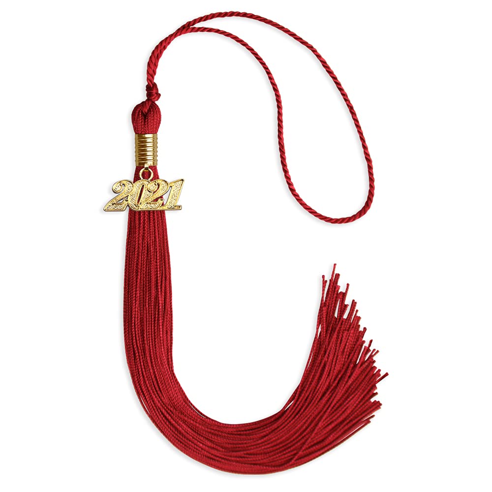 Endea Graduation Single Color Tassel with Gold Date Drop (Red, 2021)