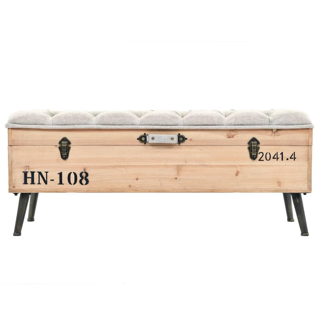 vidaXL Storage Bench - Travelling Trunk Design, 43.3" Solid Wood Fir, Retro Look, Multicolor, Integrated Storage Solution, Durable and Long-Lasting.