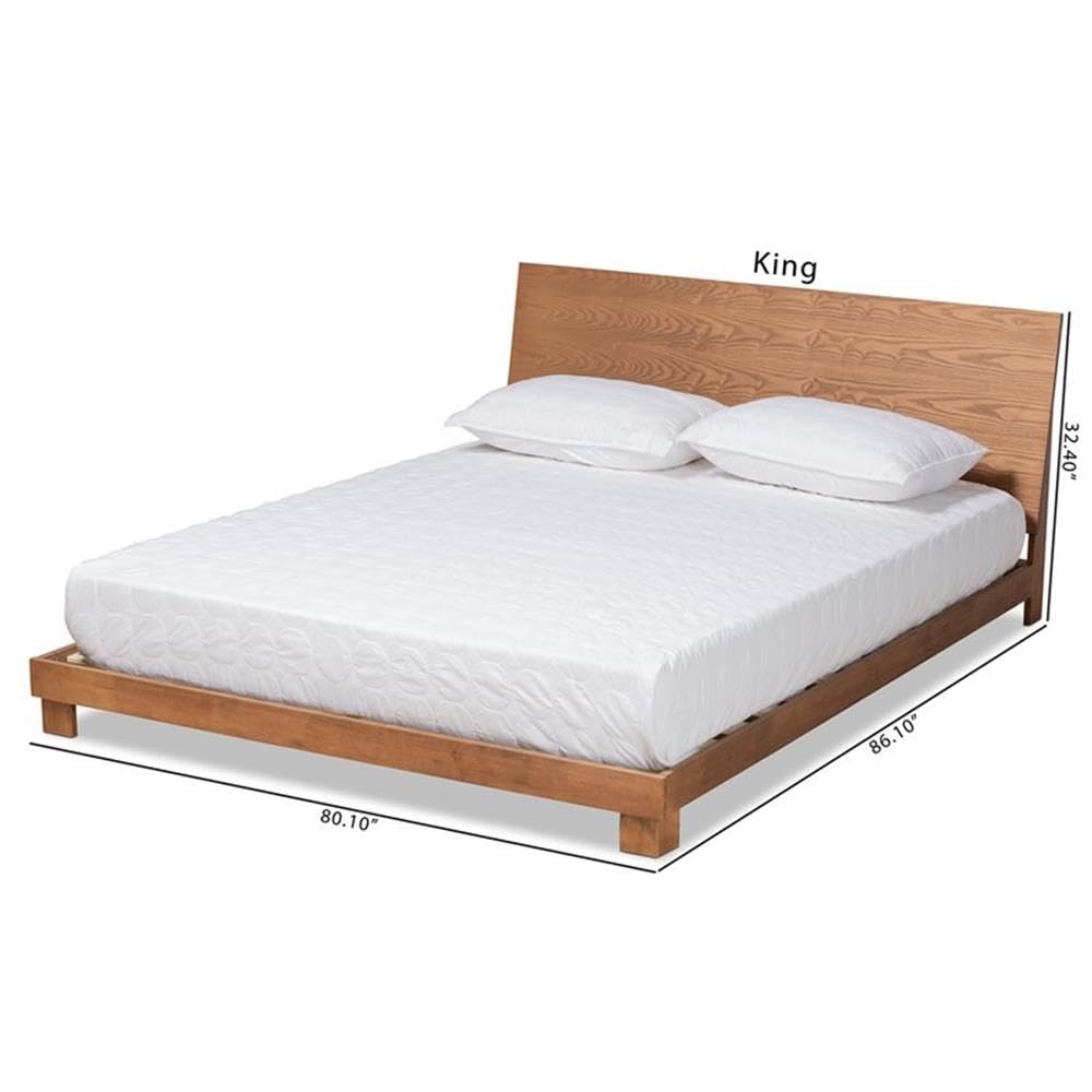 Baxton Studio Haines Modern and Contemporary Walnut Brown Finished Wood Queen Size Platform Bed