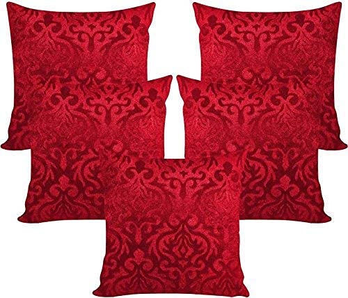 Msenterprises Velvet Cushion Covers For Sofa, Bedroom & Living Room (Maroon, 12 X 12 Inch, Set Of 5)