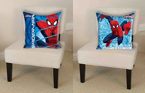 Athom Living Polyester Marvel Spider Man 2 Piece Cushion With 2 Pillow Covers Set  16 Inch X 16 Inch, Multicolor