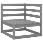 vidaXL Solid Pinewood Patio Lounge Set 4 Piece Garden Outdoor Lawn Yard Terrace Balcony Wooden Seat Seating Sitting Chair Sofa Furniture Gray