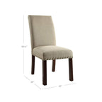 HomePop Classic Upholstered Parsons Dining Chairs Set of 2, Natural Linen with Nailhead Trim, Model K6380-F1326