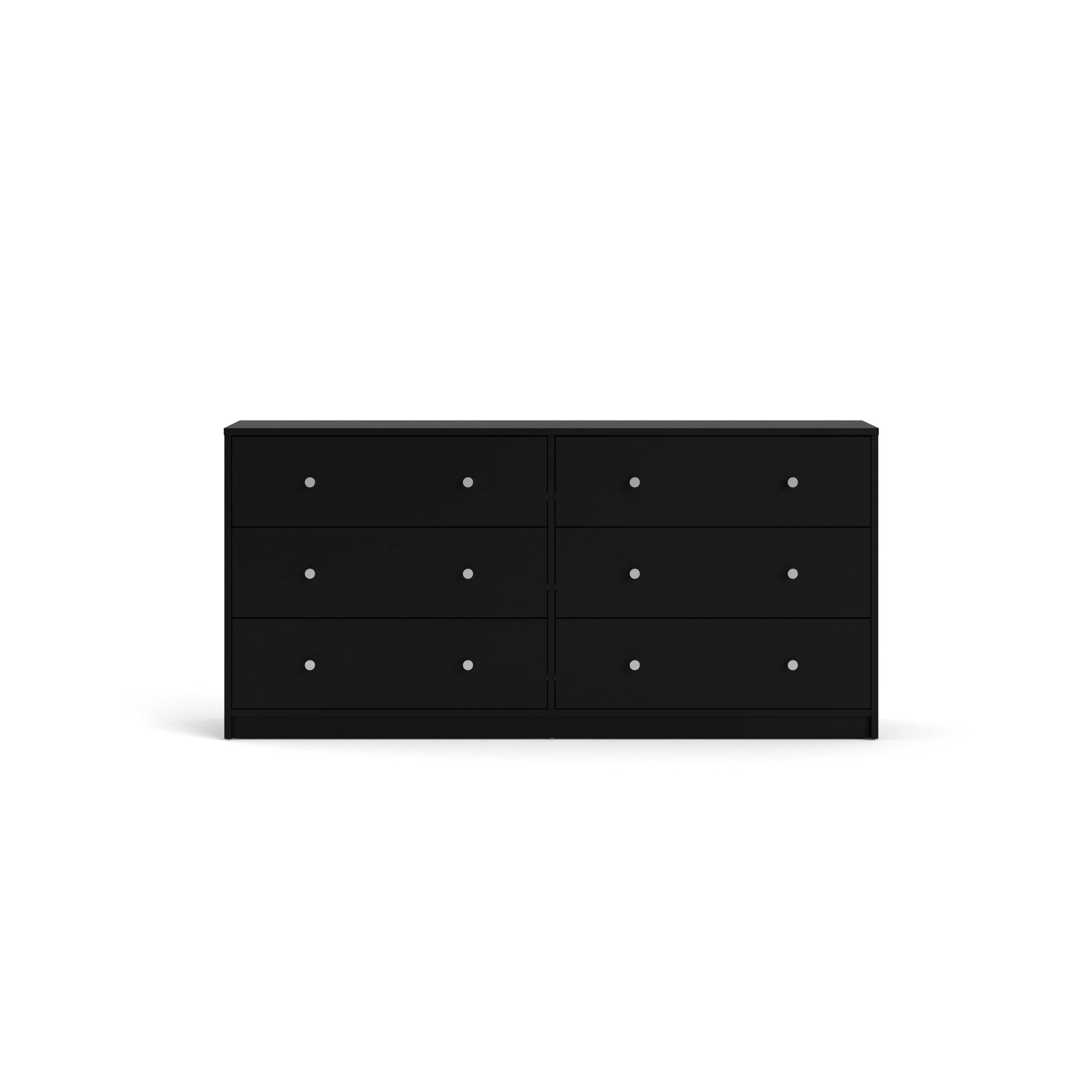 Tvilum Portland 6 Drawer Double Dresser, Black