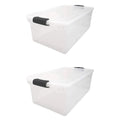 HOMZ 2 Pack Large Clear Plastic Storage Bins with Latching Lids, 66 Quart, Gray