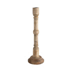 Creative Co-Op Hand-Carved Mango Wood Taper Holder, 16.5'', Natural