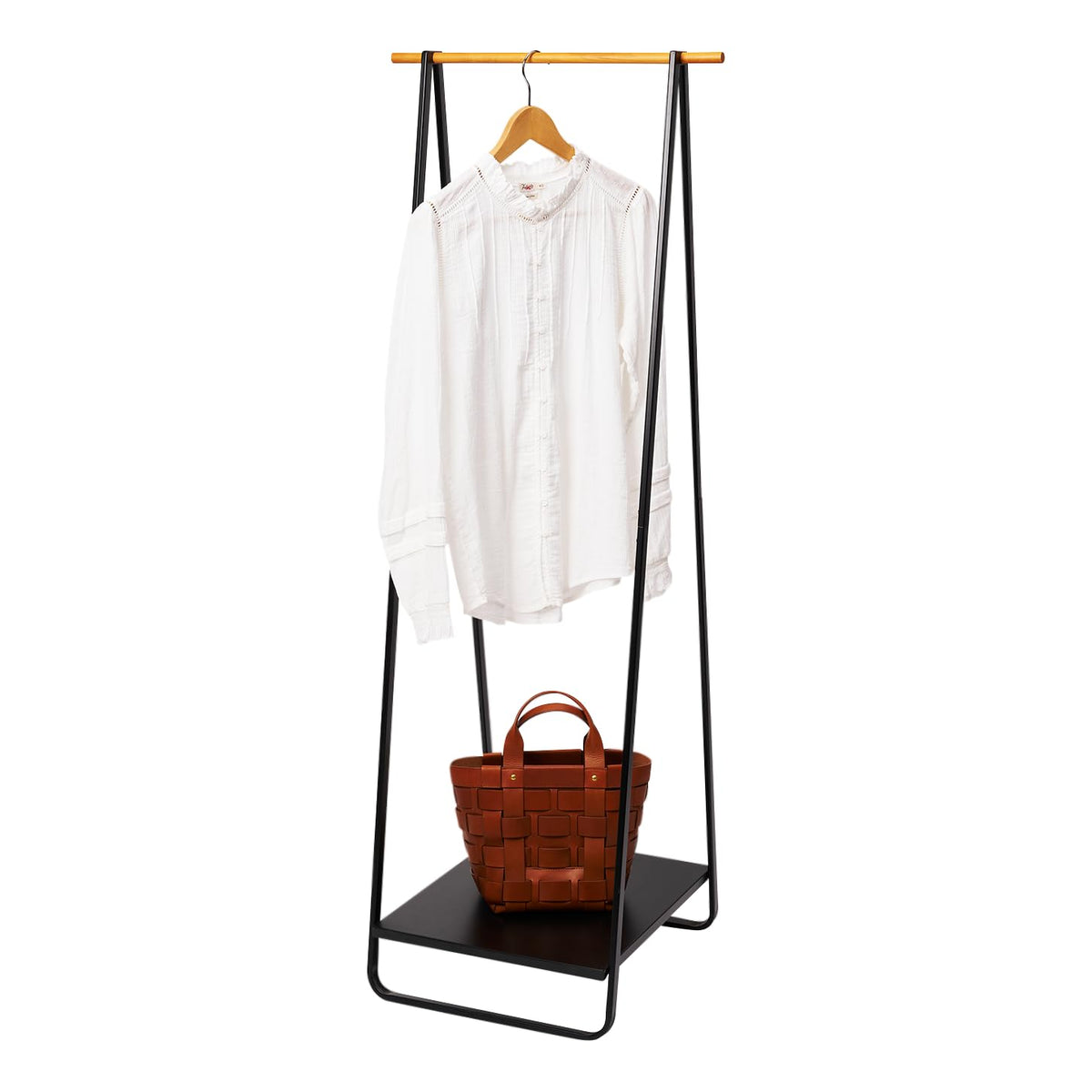 Yamazaki Home Tower Freestanding Coat Hanger Clothes Rack With Shelf, 55'' - Steel