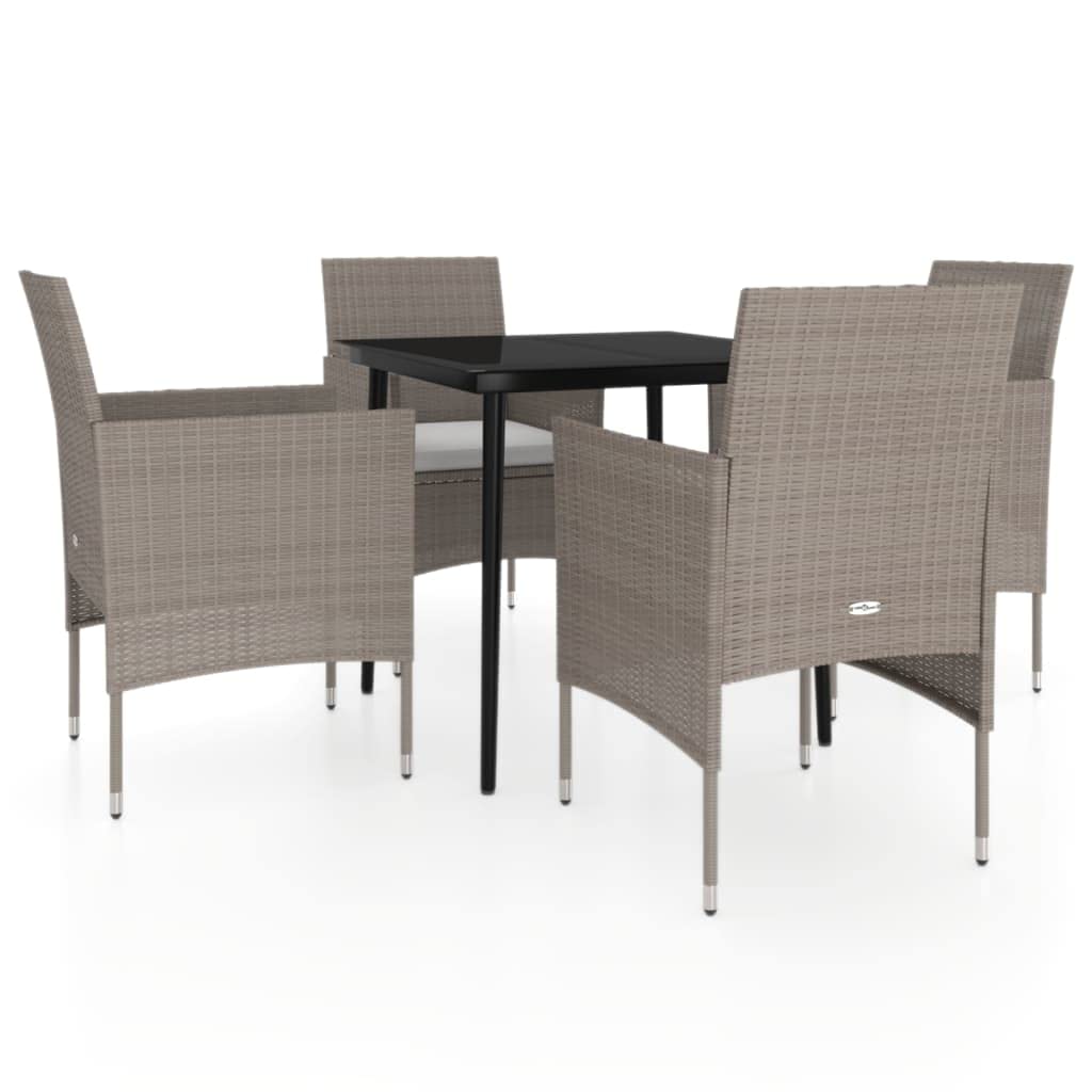 vidaXL Patio Dining Set 5 Piece with Cushions Garden Outdoor Lawn Yard Terrace Balcony Table and Chair Seat Seating Furniture Beige and Black
