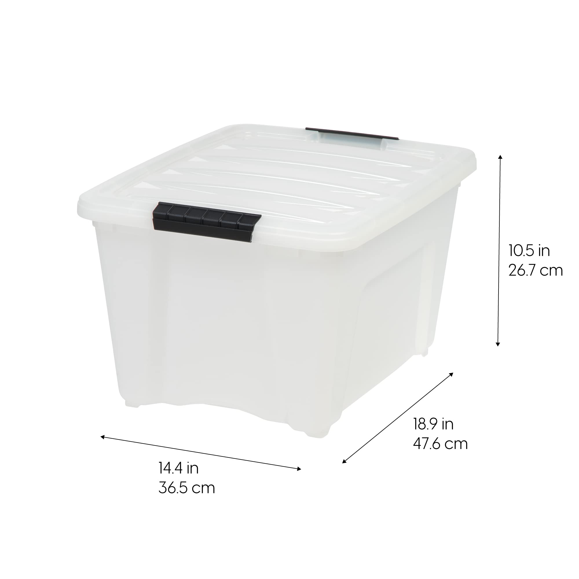 IRIS USA 32 Qt Stackable Plastic Storage Bins with Lids, 4 Pack - BPA-Free, Durable Pearl Containers with Secure Pull Handle
