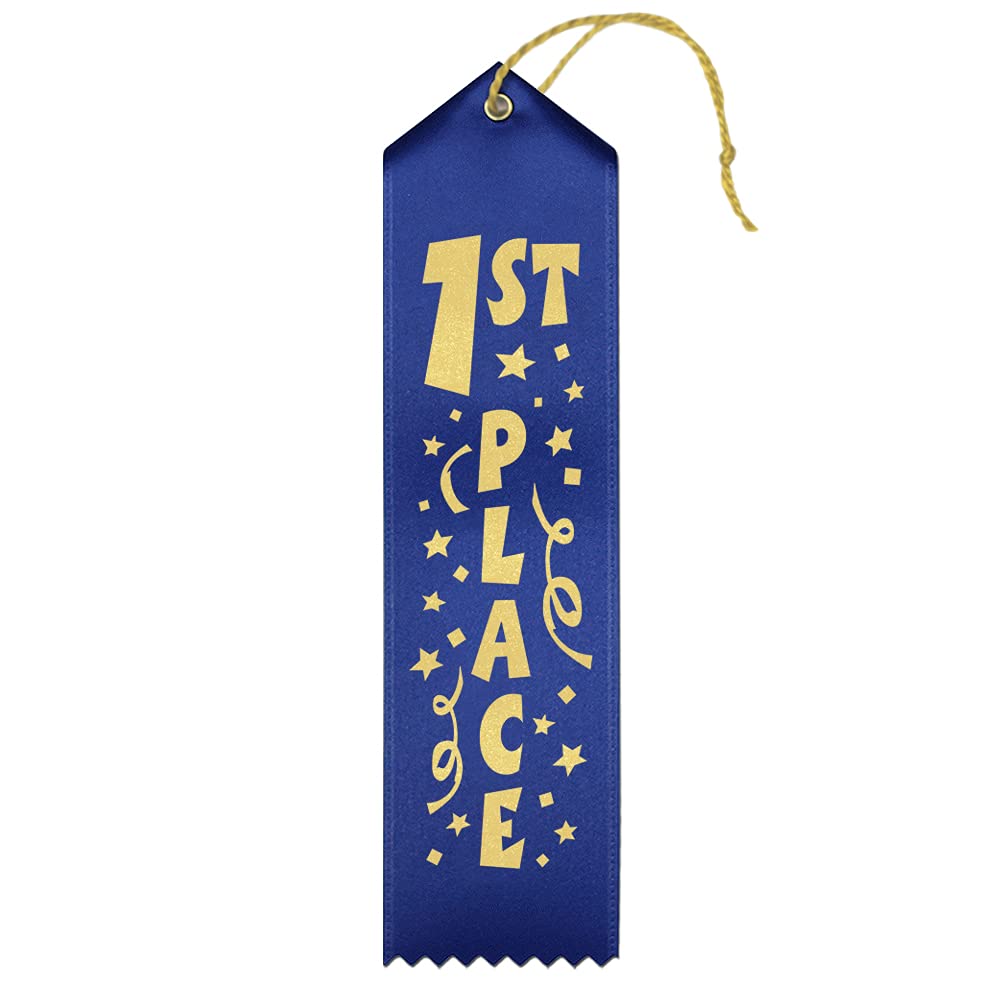 Ribbonsnow Fun 1St Place Ribbons - 25 Blue Ribbons With Card & String
