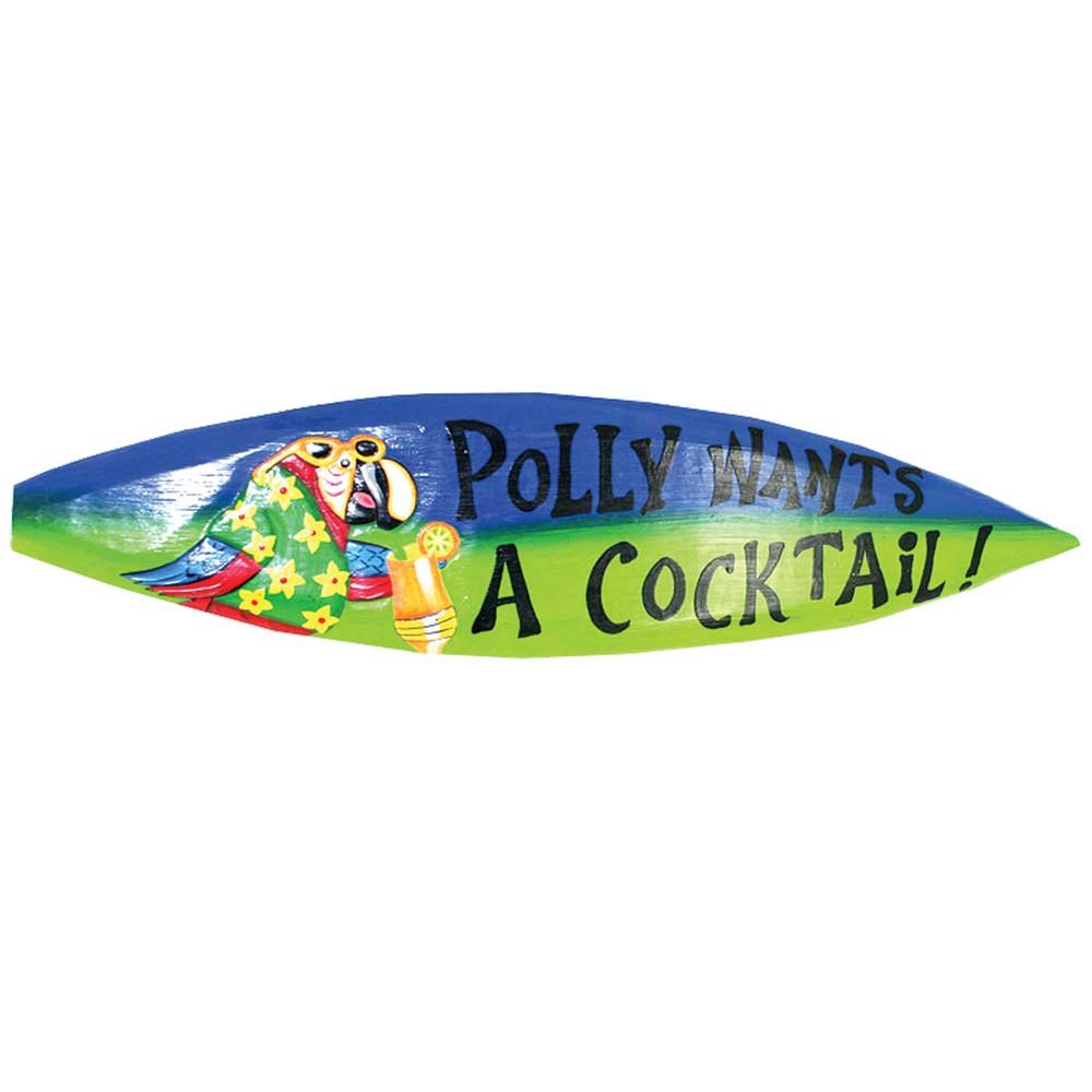 Ram Gameroom Polly Wants Cocktail Surfboard Outdoor Wall Decor