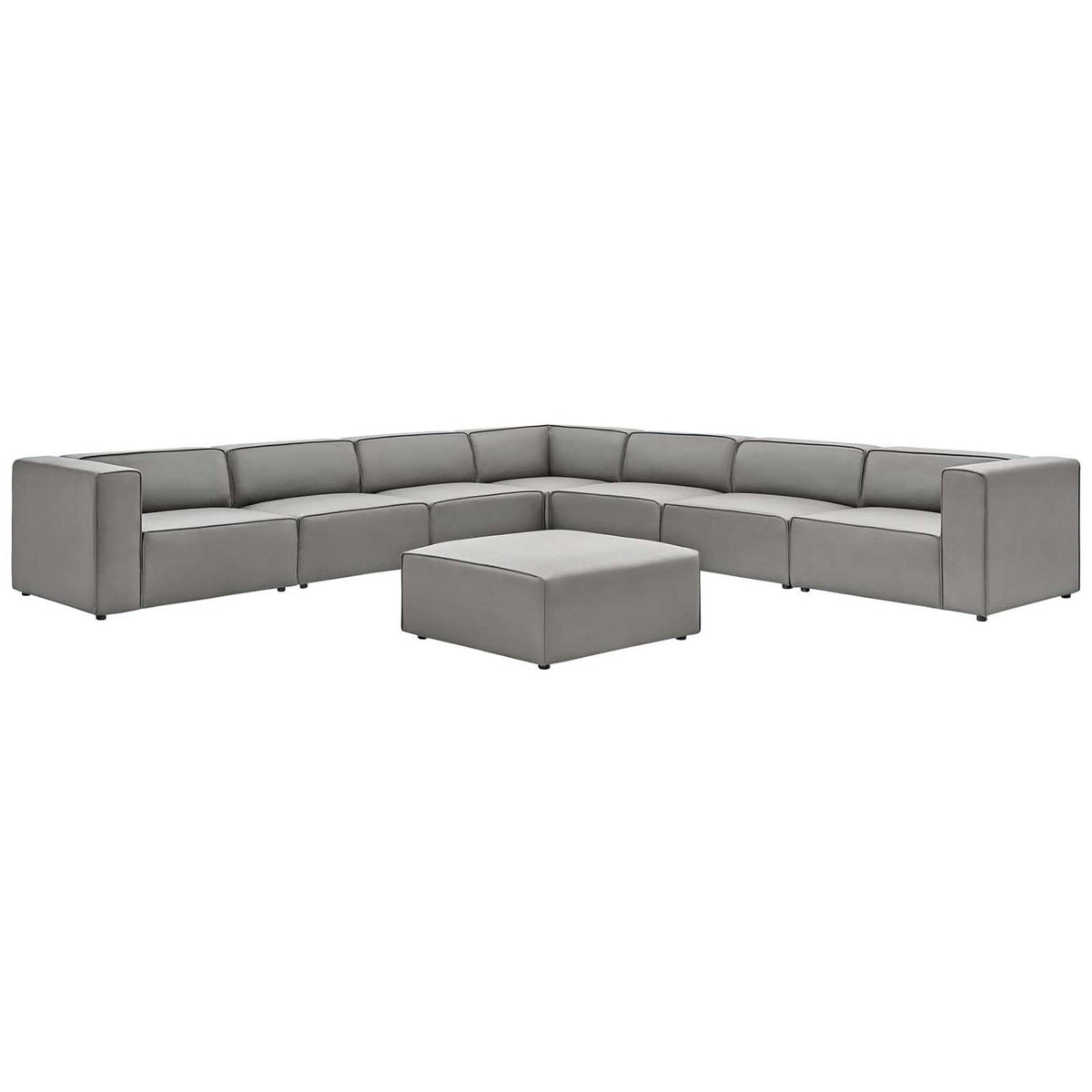 Modway Mingle Vegan Leather 8Piece Sectional Sofa Set In Gray
