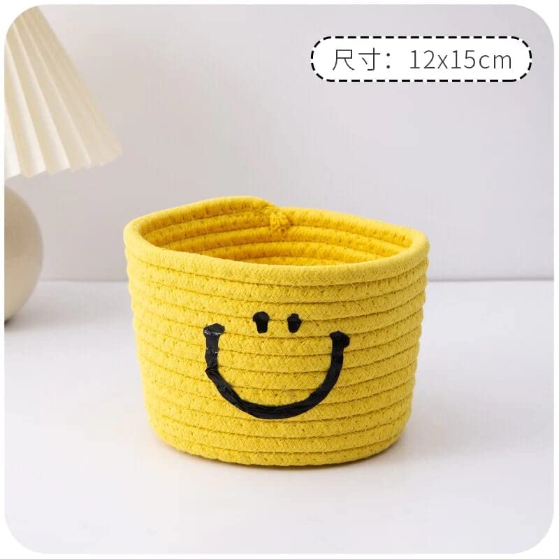 LBY yellow Woven Cotton Rope Storage Basket, Laundry Basket Organizer for Toys, Blanket, Clothes, Towels, Gifts | Pet Gift Baske