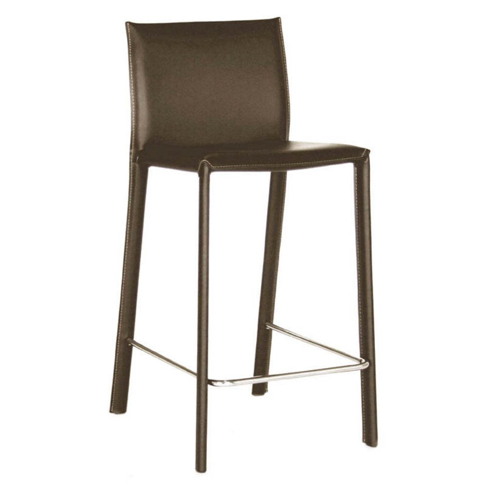 Baxton Studio Crawford Brown Leather Counter Height Stool