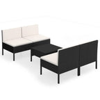 vidaXL Patio Lounge Set 5 Piece with Cushions Outdoor Garden Terrace Lounging Sofa Seating Seat Sitting Chair Furniture Poly Rattan Black