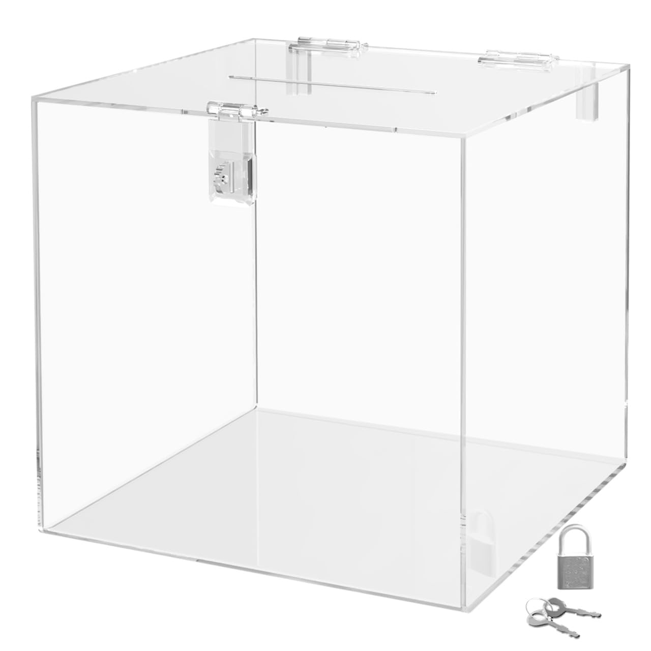 10 Inch Locking Ballot Box Clear Acrylic Square Cube Top Locking See Through Countertop Contests Entry Or Collection Bin By Mark