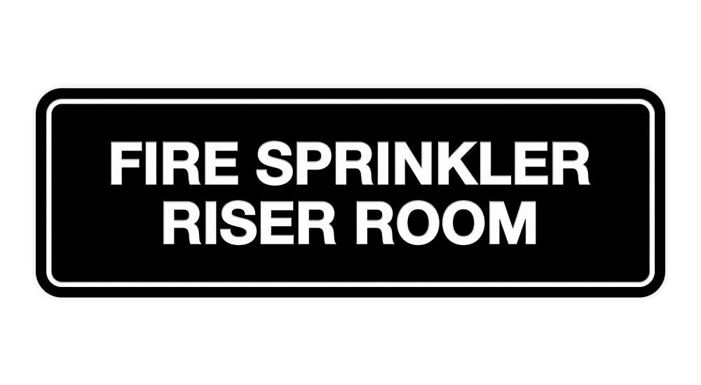 Signs Bylita Standard Fire Sprinkler Riser Room Sign (Black) - Small (1 Pack)