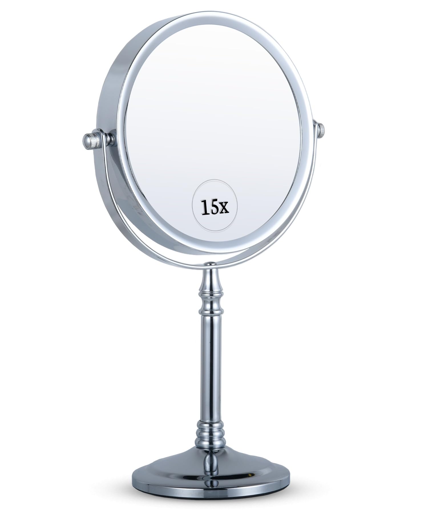 MIRRORVANA 15X Magnifying Makeup Mirror with Stand - Double-Sided 15X/1X Design - Suitable for Vanity Desk, Dressing Table, or B