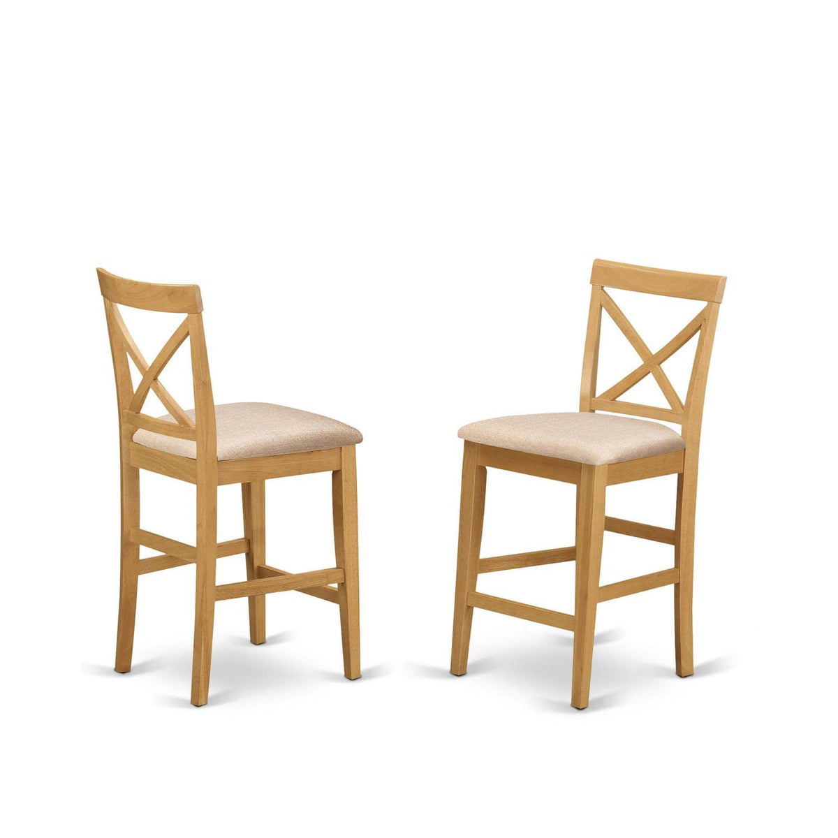 East West Furniture CFPB3-OAK-C 3 Piece Counter Height Pub Set for Small Spaces Contains a Square Dining Room Table and 2 Linen Fabric Upholstered Chairs, 42x42 Inch, Oak