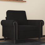 vidaXL Black Velvet Sofa Chair - Modern Accent Lounge Chair with Thickly Padded Seat and Back Pillow, Sturdy Metal Frame - Ideal for Living Room or Lounge Area