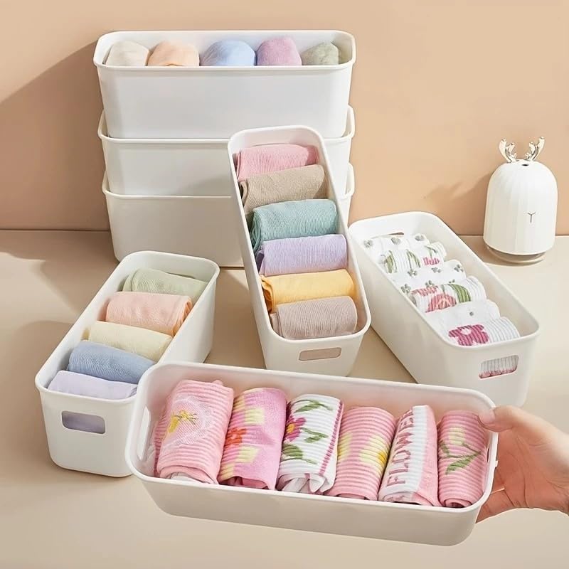 STYLUS CART Multipurpose Plastic Storage Box for Drawers, Kitchen, Bathroom & Desk | Slim Organizer Bins for Stationery, Makeup,