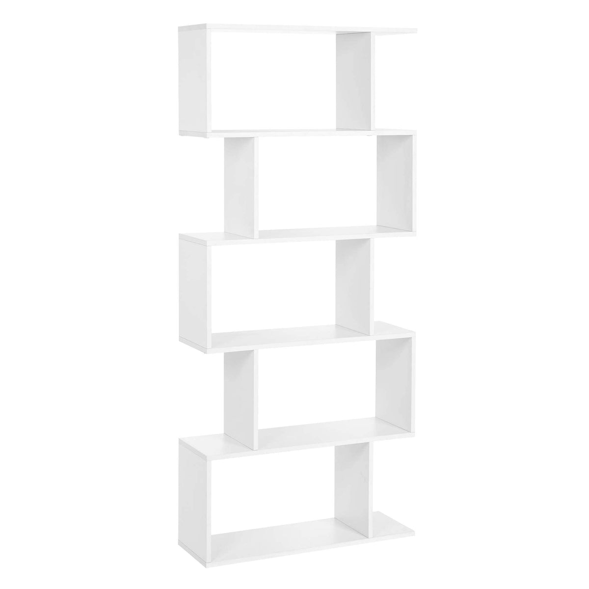 Vasagle Wooden Bookcase, Display Shelf And Room Divider, Freestanding Decorative Storage Shelving, 5-Tier Bookshelf, White