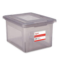 Staples Hanging File Folder Box, Storage Bin Organizer, Snap Lid, Letter And Legal Size Documents, Frost Gray
