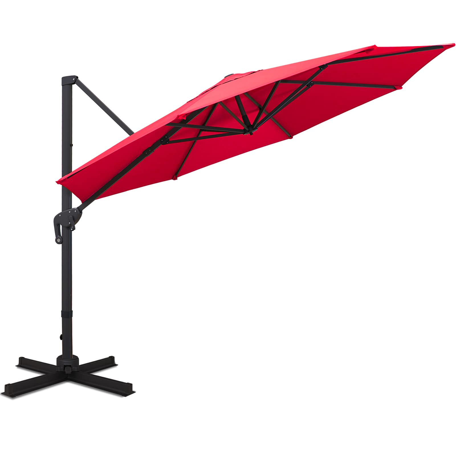 Sunnyglade 11FT Cantilever Patio Umbrella Round Deluxe Offset Umbrella 360Rotation & Integrated Tilting System Heavy Duty Patio 