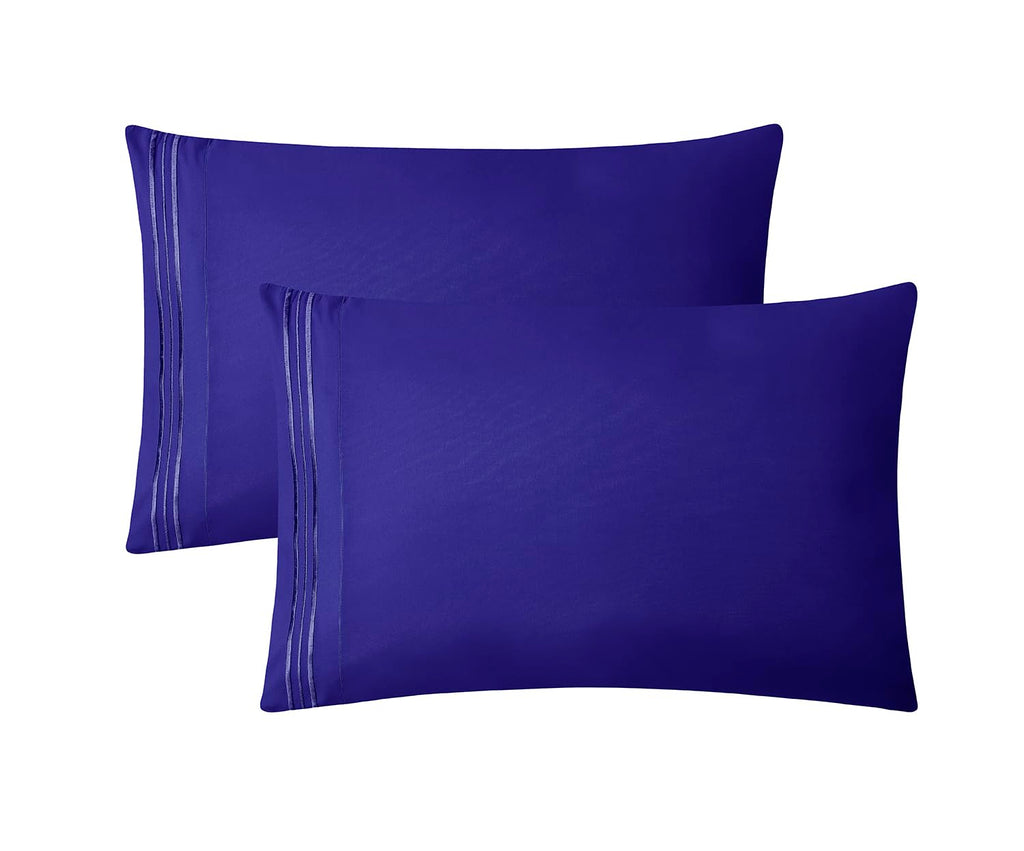 Clara Clark Split King Sheets Set, Deep Pocket Bed Sheets For Split King Size Bed, 4 Piece Bed Sheet Set, Super Soft Bedding Sheets & Pillowcases, Split King, Royal Blue