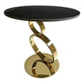 Neos Modern Furniture 12Mm Sintered Stone Top & Gold Base End Table, Black