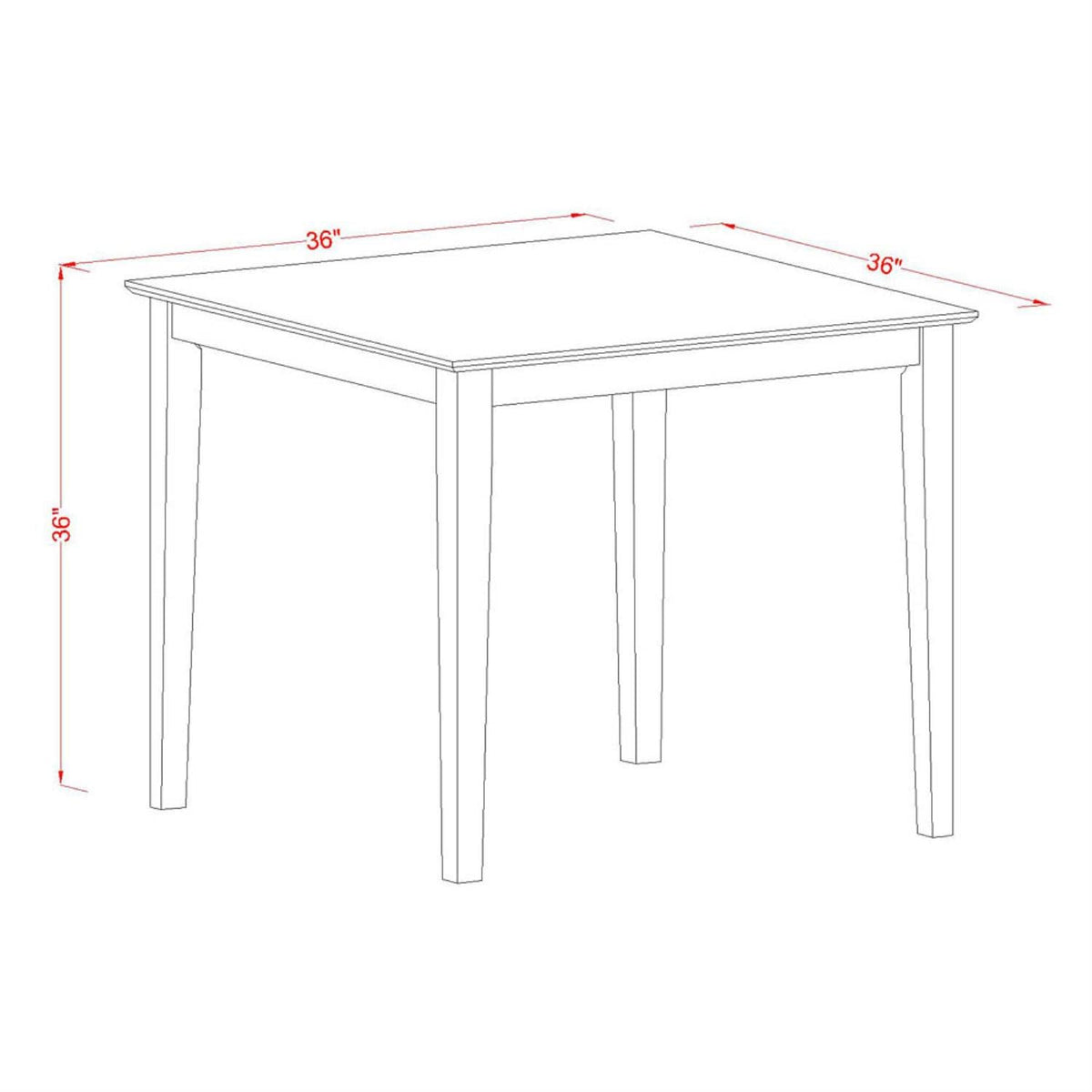 East West Furniture Vernon 5 Piece Counter Height Set Includes a Square Kitchen Table and 4 Dining Chairs, 36x36 Inch, VNBU5-MAH-W