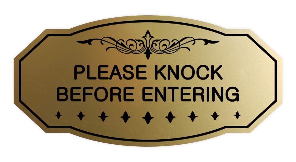 Signs Bylita Victorian Please Knock Before Entering Sign (Brushed Gold) - Small