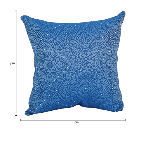 Blazing Needles Square Polyester Jacquard Throw Pillows, 17", Mabul Aegean 4 Count
