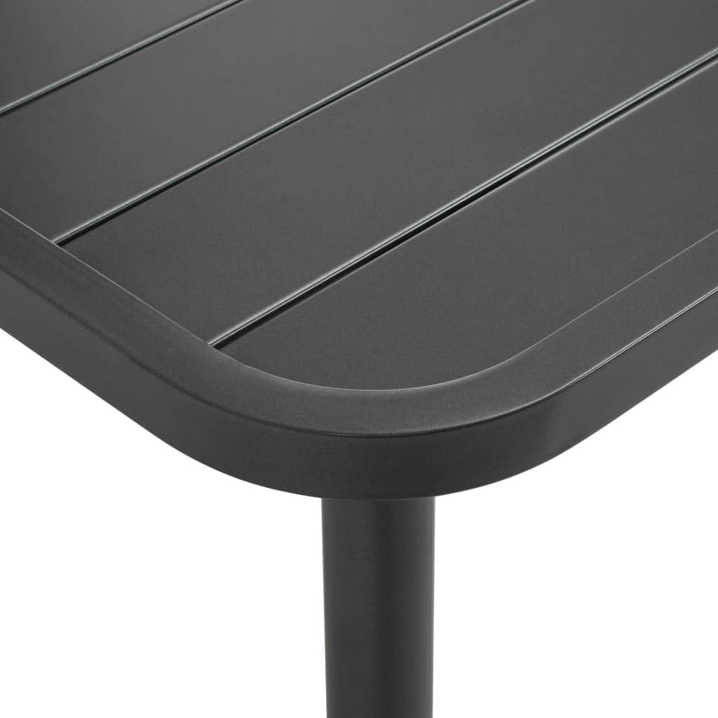 vidaXL Steel Patio Table - Resilient Outdoor Dining Table with Slatted Design in Dark Gray, Large Size (59.1"x35.4"x28.3"), Weather and Rust Resistant, Easy to Assemble