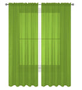 Decotex 2 Piece Solid Elegant Sheer Curtains Fully Stitched Panels Window Treatment Drape (54' X 36', Lime Green)