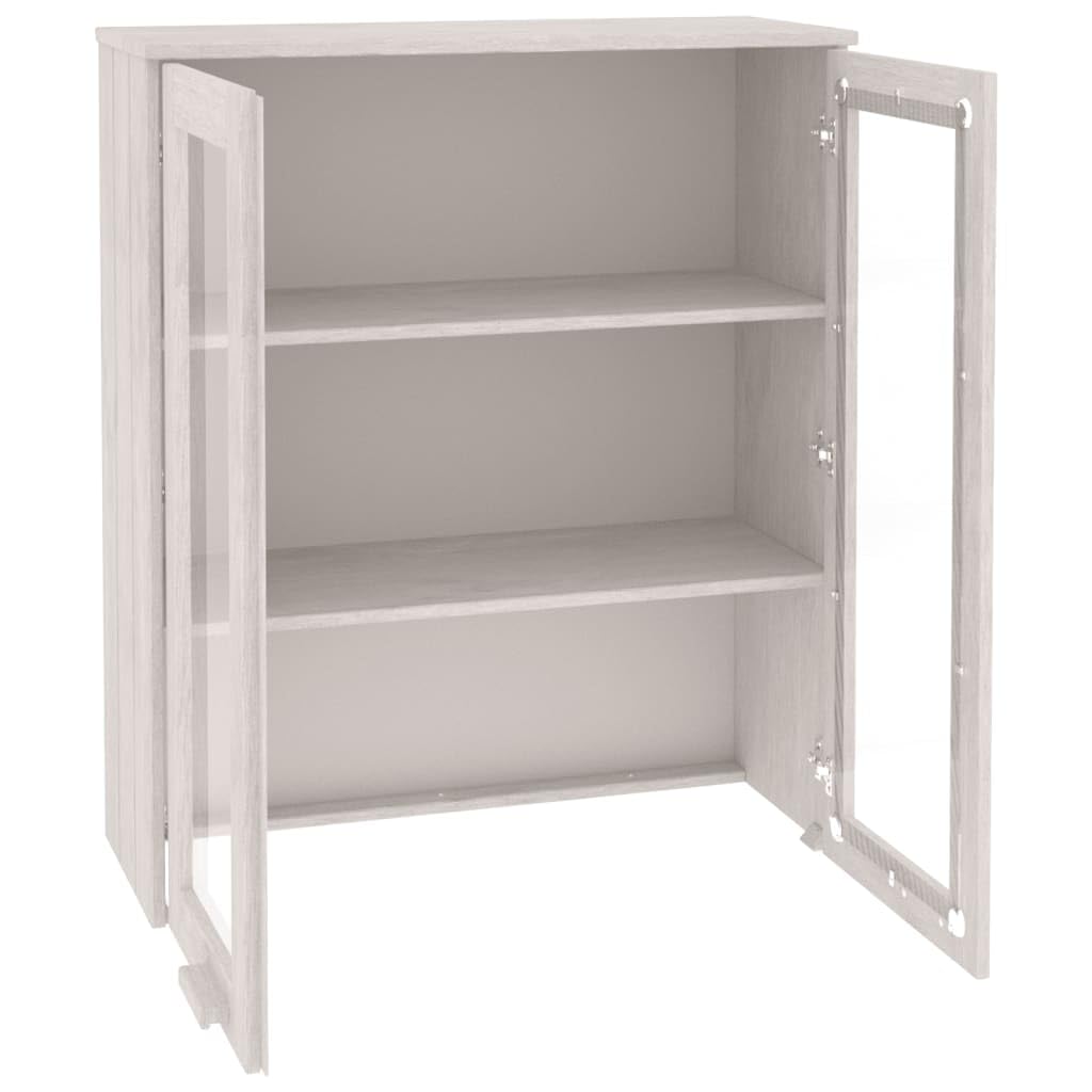 vidaXL Top for Highboard HAMAR - Solid Pinewood Construction with Glass Doors, White - 33.5"x13.8"x39.4" - Weighs 49.6 Pounds