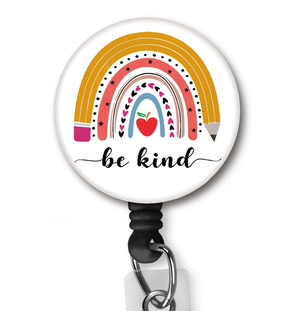 Yzkkbi Be Kind Retractable Badge Reel Id Card Badge Holder With Alligator Clip Name Badge Holder Office Employee Name Badge