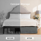Miye Pleated Waffle Weave Bed Skirt, Tailored Dust Ruffle 14 Inch Drop Easy Fit, Machine Washable (Dark Grey, King - 14'' Drop)
