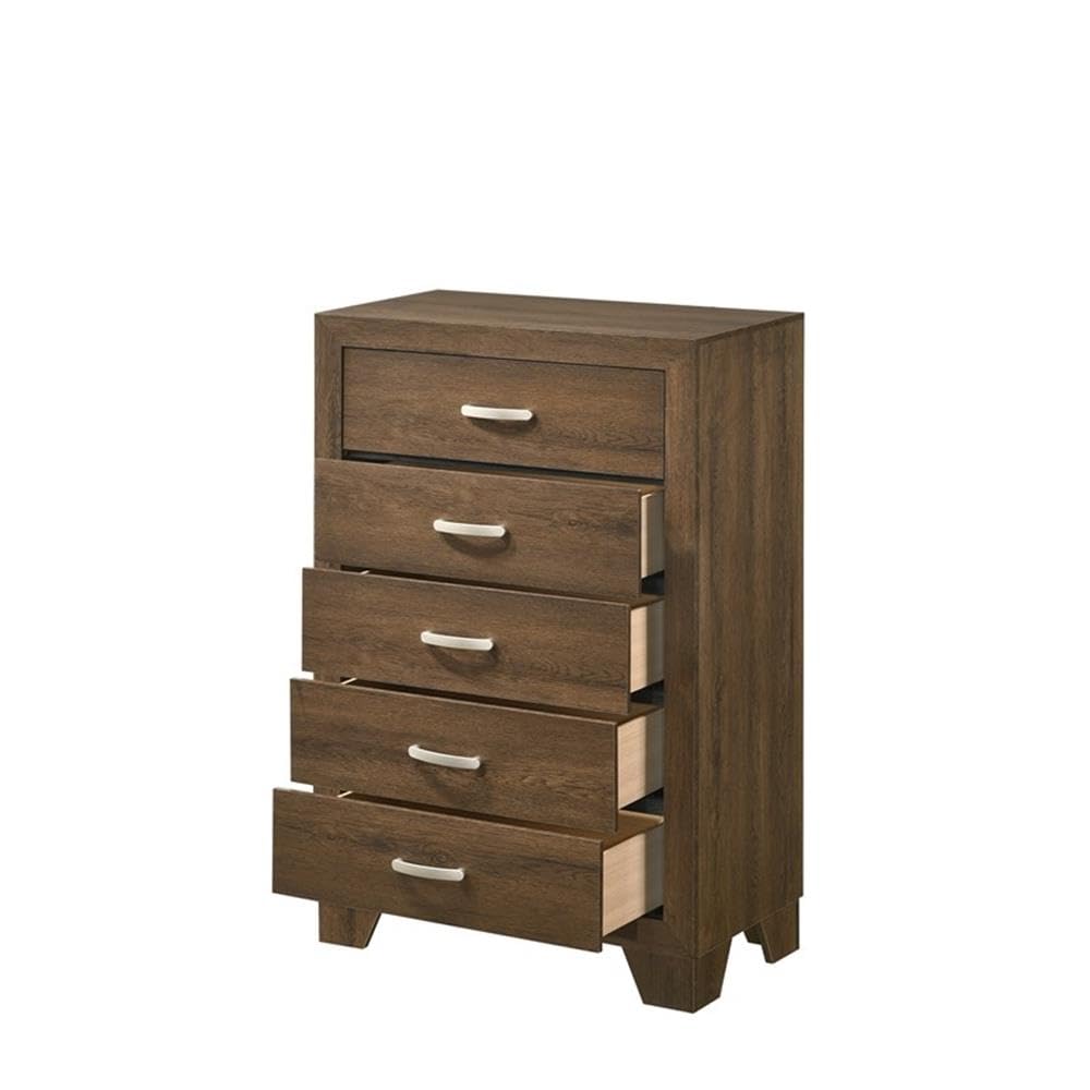 Acme Miquell Composite Wood 5-Drawer Bedroom Chest in Oak