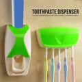 SEASPIRIT Plastic Automatic Toothpaste Dispenser and 5 Hole DustProof Wall Mounted Toothbrush Holder