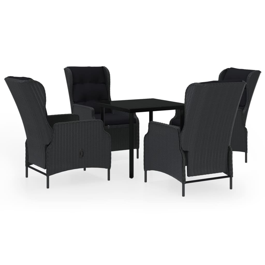 vidaXL 3 Piece Patio Dining Set - Robust Steel Frame with Water-Resistant PE Rattan Chairs - Adjustable Backrest - Dark Gray Outdoor Furniture Set - Suitable for Garden and Patio