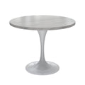 36 Round Dining Table, White Base with Sintered Stone White Top