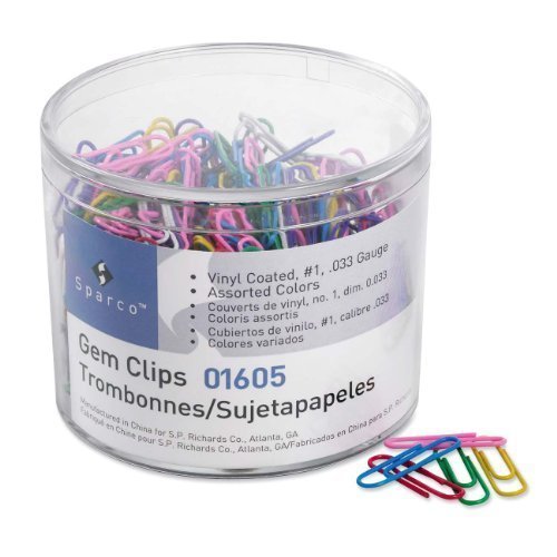 S.P. Richards Company Standard Size Paper Clips, Vinyl Coated, No. 1, 500 Per Box, Assorted Colors Spr01605 (2 Pack)