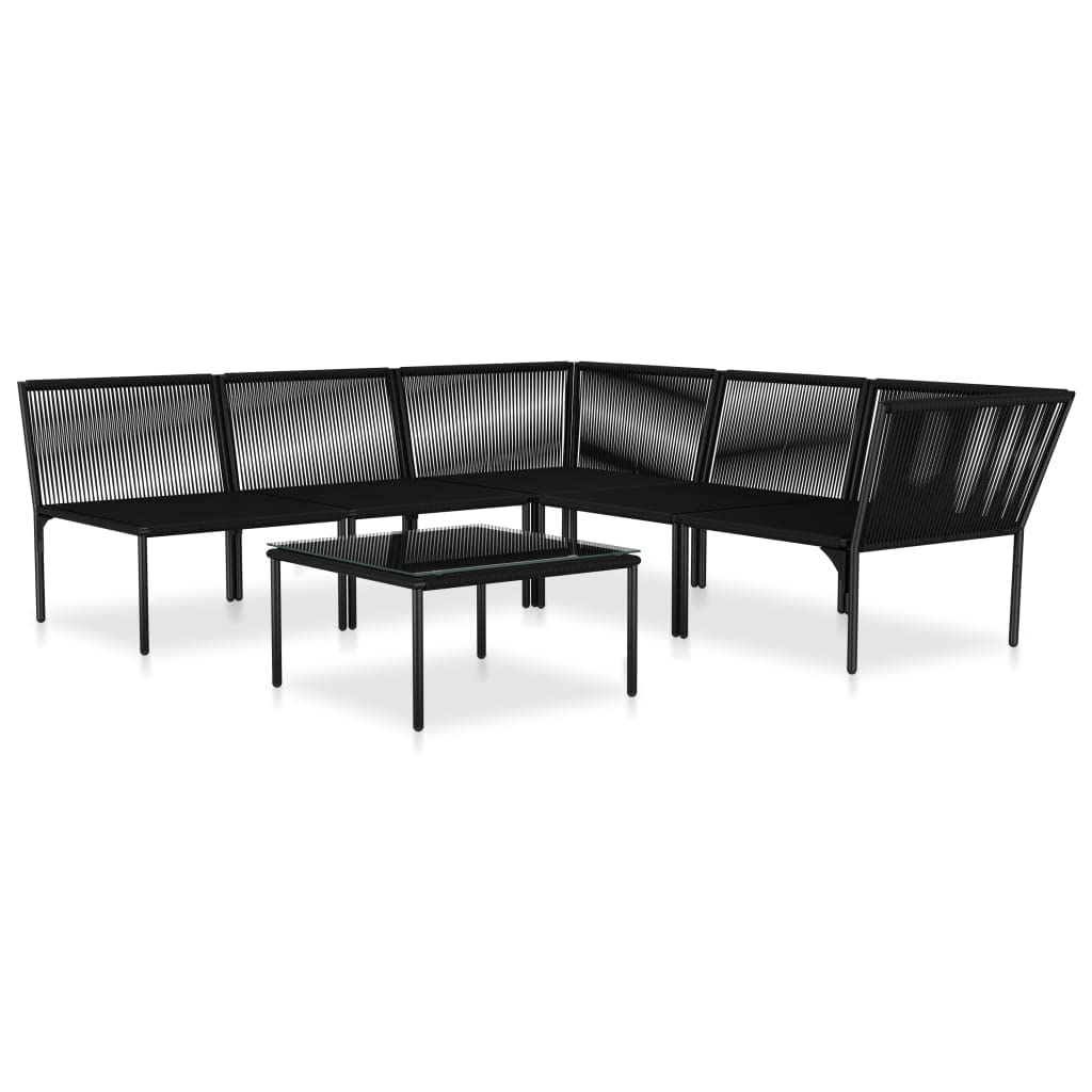 vidaXL Patio Lounge Set 6 Piece, Patio Furniture Set for Outdoor Garden Backyard Lawn, Sectional Sofa with Cushions, Corner Sofa, Black PVC