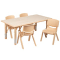 Flash Furniture Emmy 23.625W x 47.25L Rectangular Natural Plastic Height Adjustable Activity Table Set with 4 Chairs