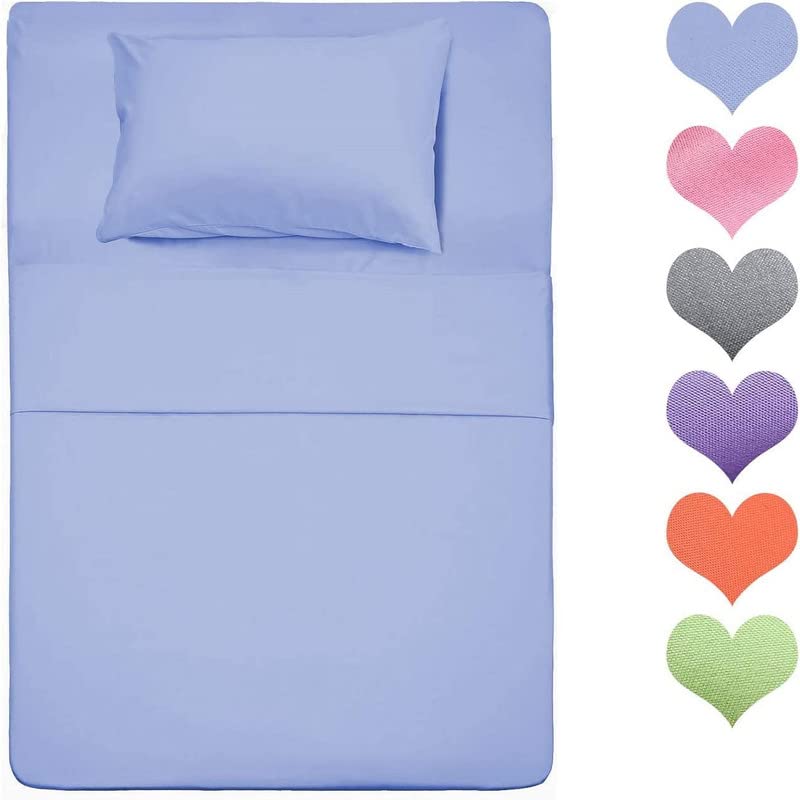 Femfairy Single Bed Super Solid Plain Bedsheet Cotton Microfiber with 1 Pillow Covers SKU Blue