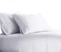 Royal Tradition Striped 300 Thread Count, 100 Percent Cotton 4PC Queen Bed Sheets Set with Deep Pockets, White