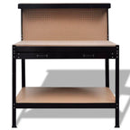 vidaXL Workbench w/Pegboard and Drawer Steel Table Garage Workshop Storage
