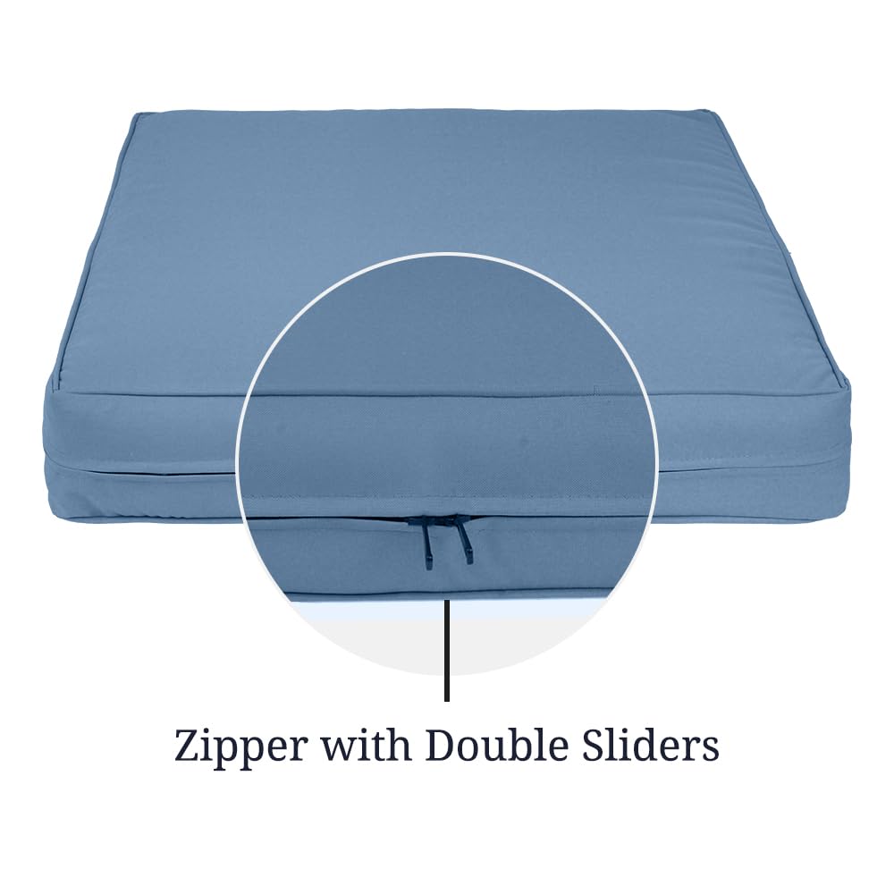 Covers & All Square Outdoor Cushion Covers For Patio Furniture For Patio Furniture, Water, Tear & Uv Resistant Slipcover With Double Zippers (Pack Of 2) (20' L X 20' W X 4' Thick, Sky Blue)