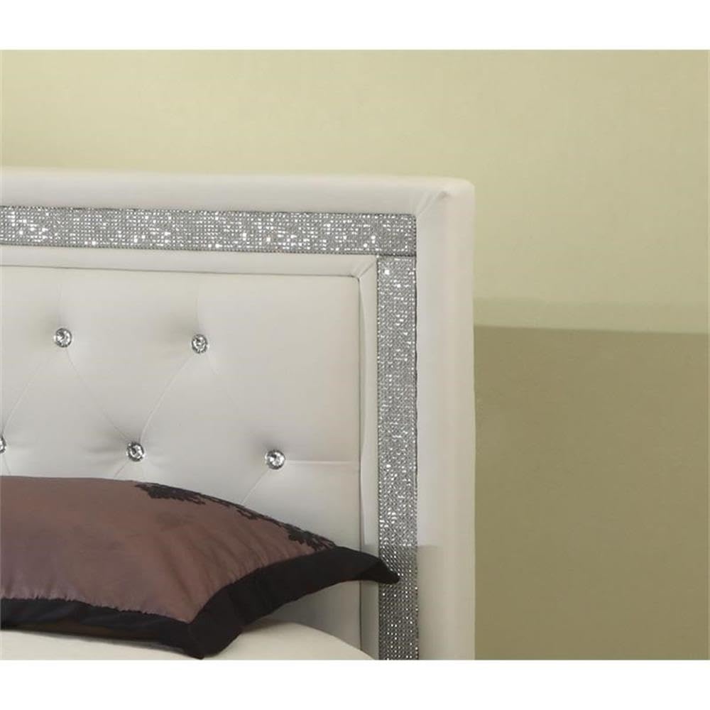 Best Master Furniture Bria Faux Leather Platform Bed, Queen, White